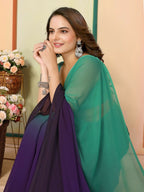 Sea Green Georgette Pedding Color Printed Ready To Wear Saree - Aalaya