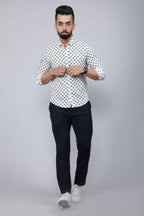 Miravan Men's Grey Floral Print Comfort Cotton Casual Shirt
