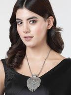 NVR Women's Elegant Silver Oxidised Brass Necklace