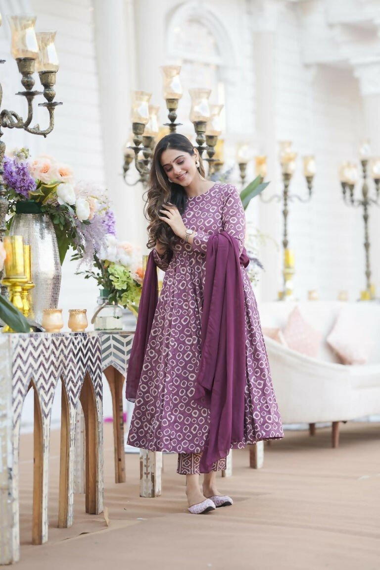 Aayaa Designer Printed Cotton Silk Suit - Multi Color