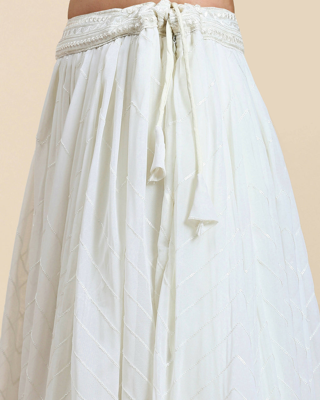White Pure Viscose Georgette Sequence Embroidery work Lehenga Choli with Dupatta - Aakriti