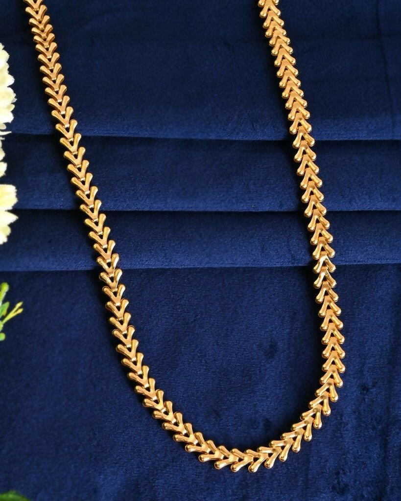 VOJ Gold-Polished Designer V Shaped Chain For Men