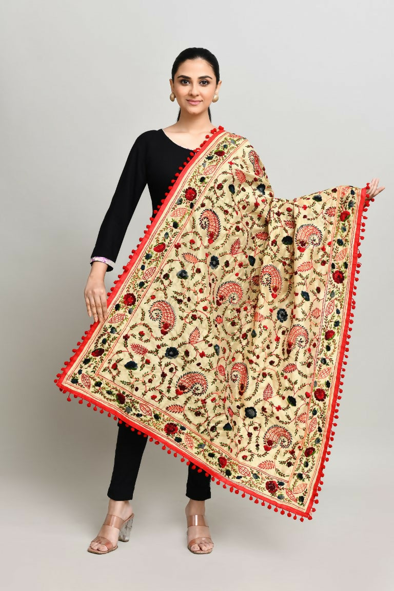 Joban Fashion Multi Color Cotton Embroidery Work Phulkari Dupatta