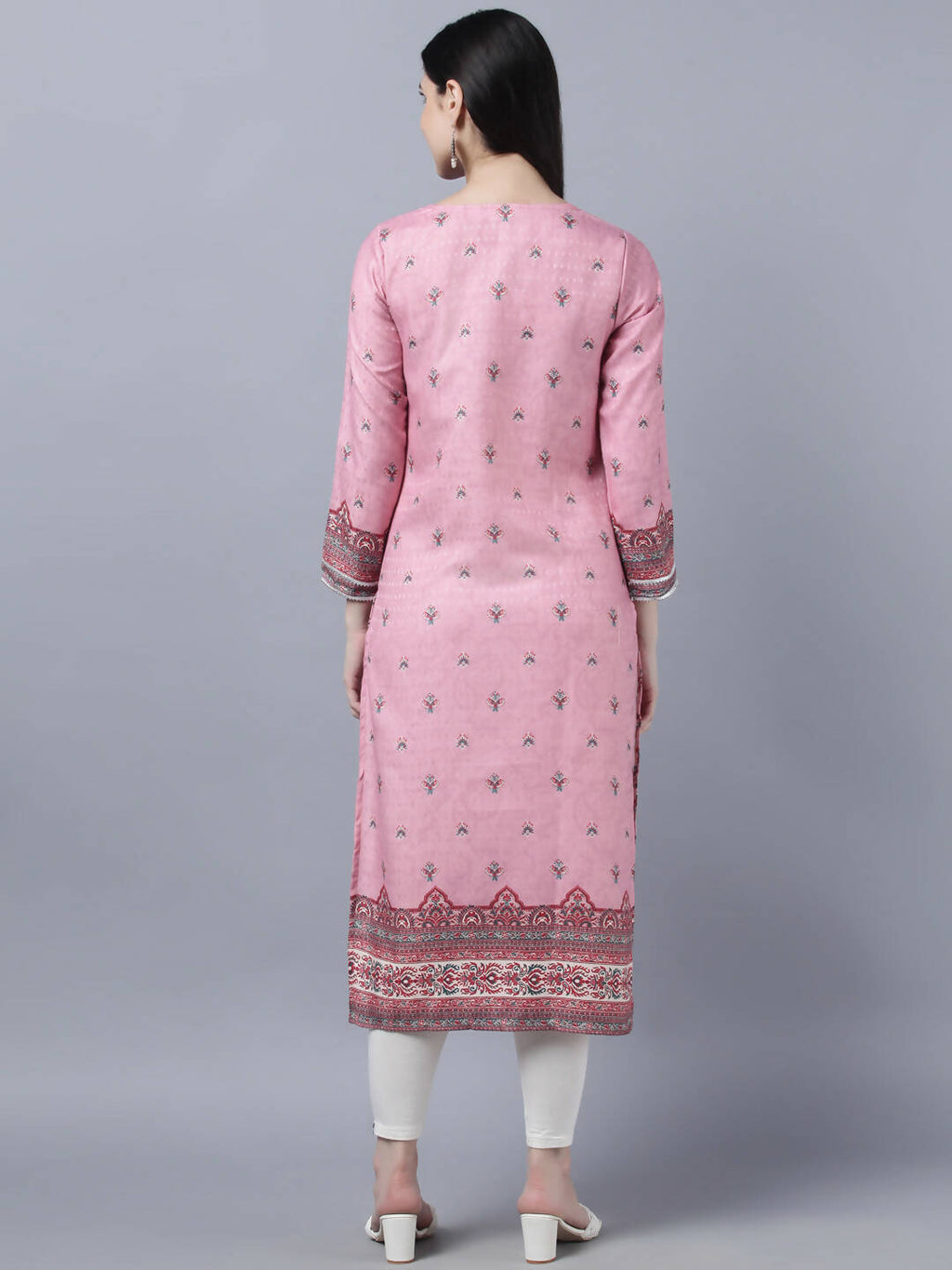 Myshka Women Pink Red Ethnic Motifs Printed Kurta - Distacart
