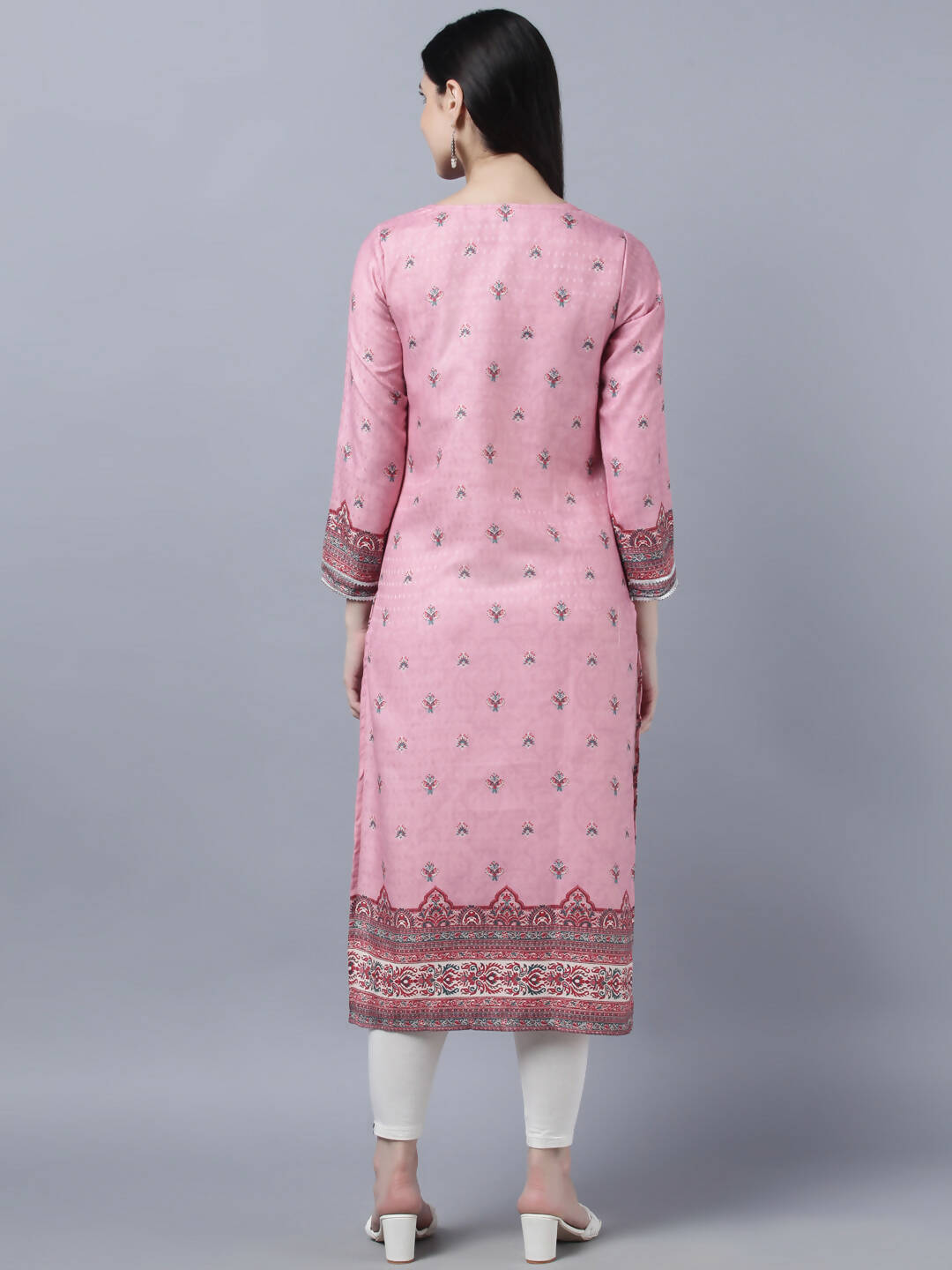 Myshka Women Pink Red Ethnic Motifs Printed Kurta - Distacart