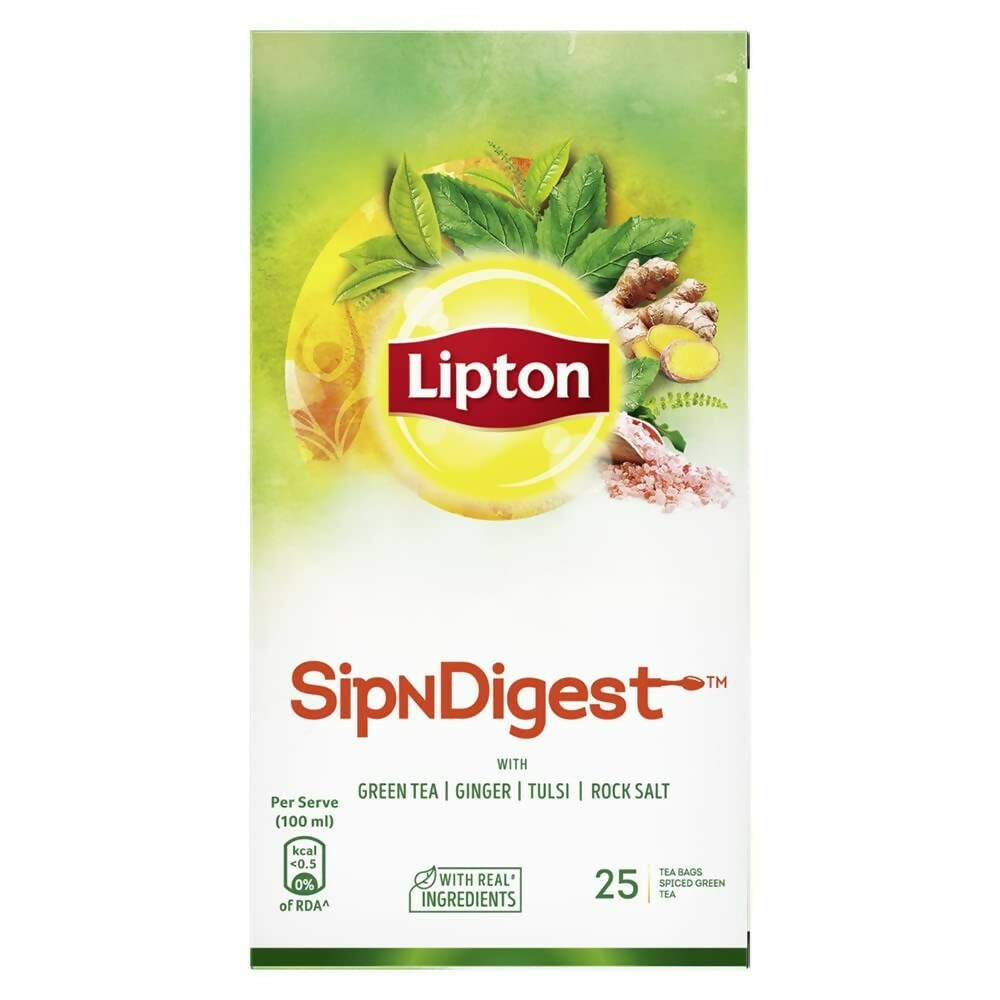 Lipton SipNDigest With Tulsi & Rock Salt Ginger Green Tea Bags - Distacart