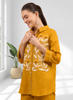 Joban Fashion Mustard Cotton, Linen Embroidered Readymade Cord Set - Distacart
