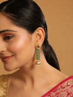 Nuyug 22K Gold Plated Green Fern Earrings - Distacart