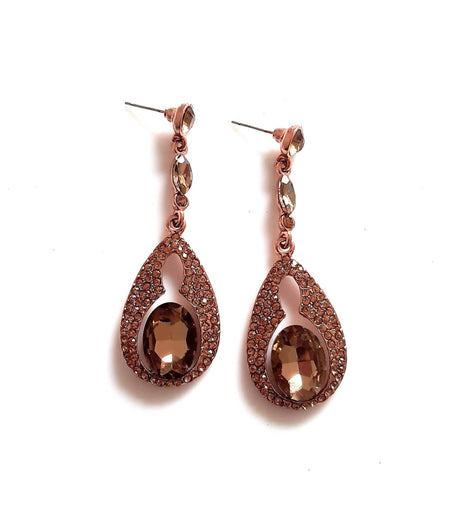 Bling Accessories Glass Crystal Stone Studded Metal Earrings