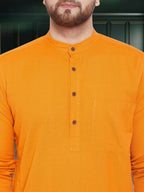 Even Apparels Men's Pure Cotton Yellow Kurta