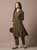 Myshka Women's Multi Printed Cotton Straight Party Kurta Set