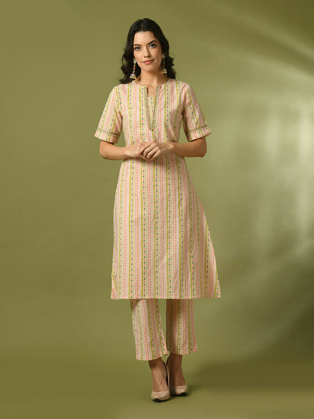 Myshka Women's Multi Printed Cotton Straight Party Kurta Set