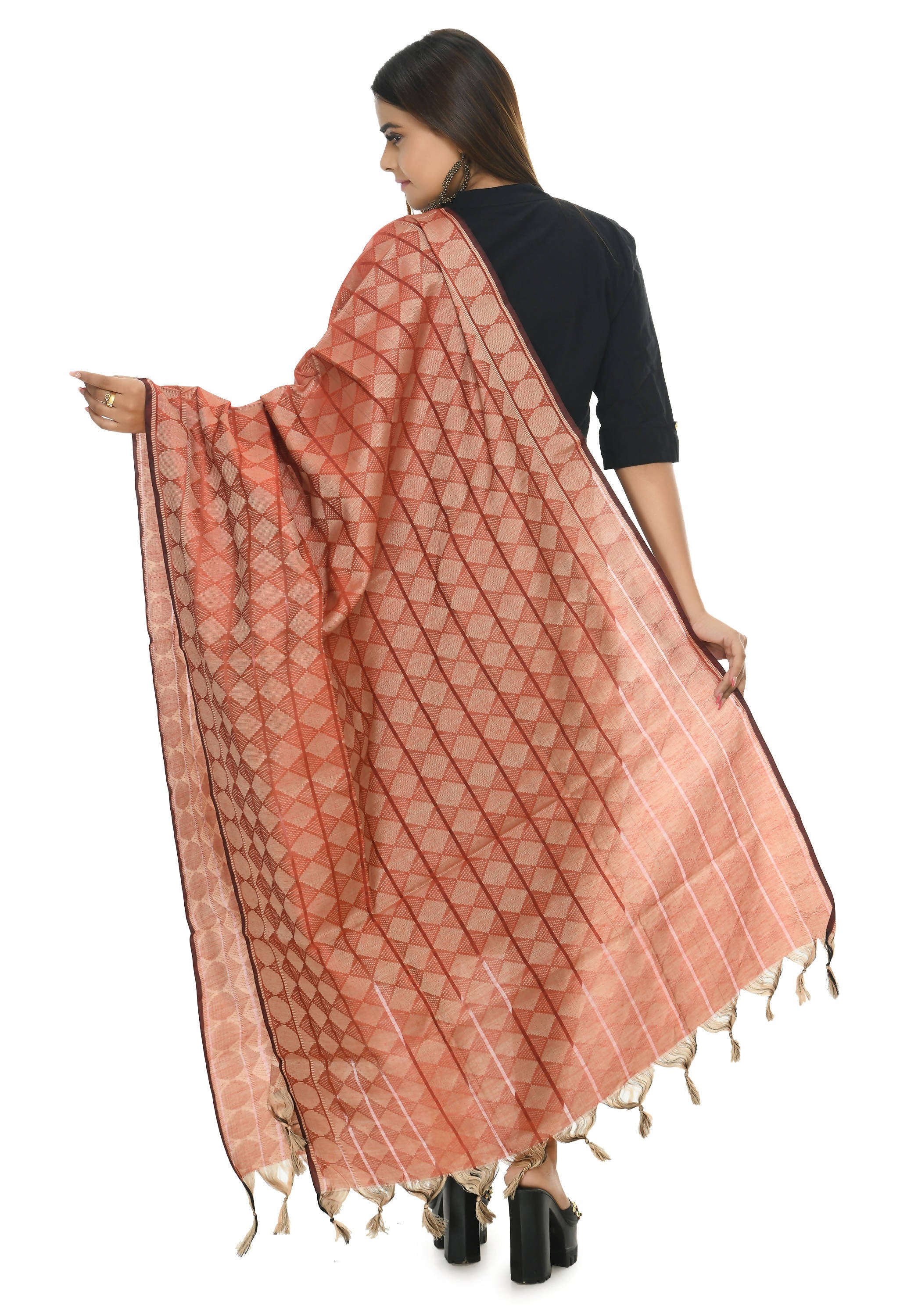 Mominos Fashion Moeza Handloom Cotton Red Dupatta - Distacart