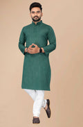 Indian Clothing Men's Green Striped Cotton Kurta - Mahotsav