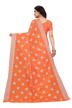 Vamika Orange Color Linen Zari Border Saree