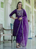 Vellora Purple Silk Blend Embroidered Designer Salwar Suit