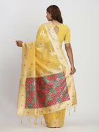 Shree Shyam Fashion Linen Cotton Yellow Saree - Distacart