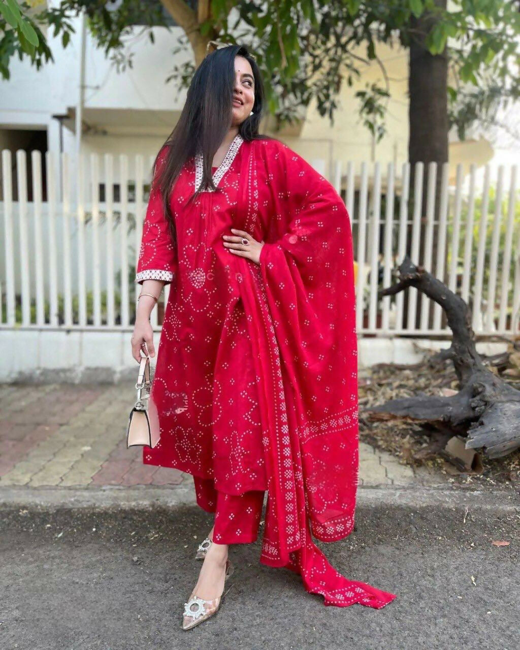 The52 Red Women's Beautiful Rayon Fabric Printed Work Straight Kurta Pant and Dupatta Set - Distacart
