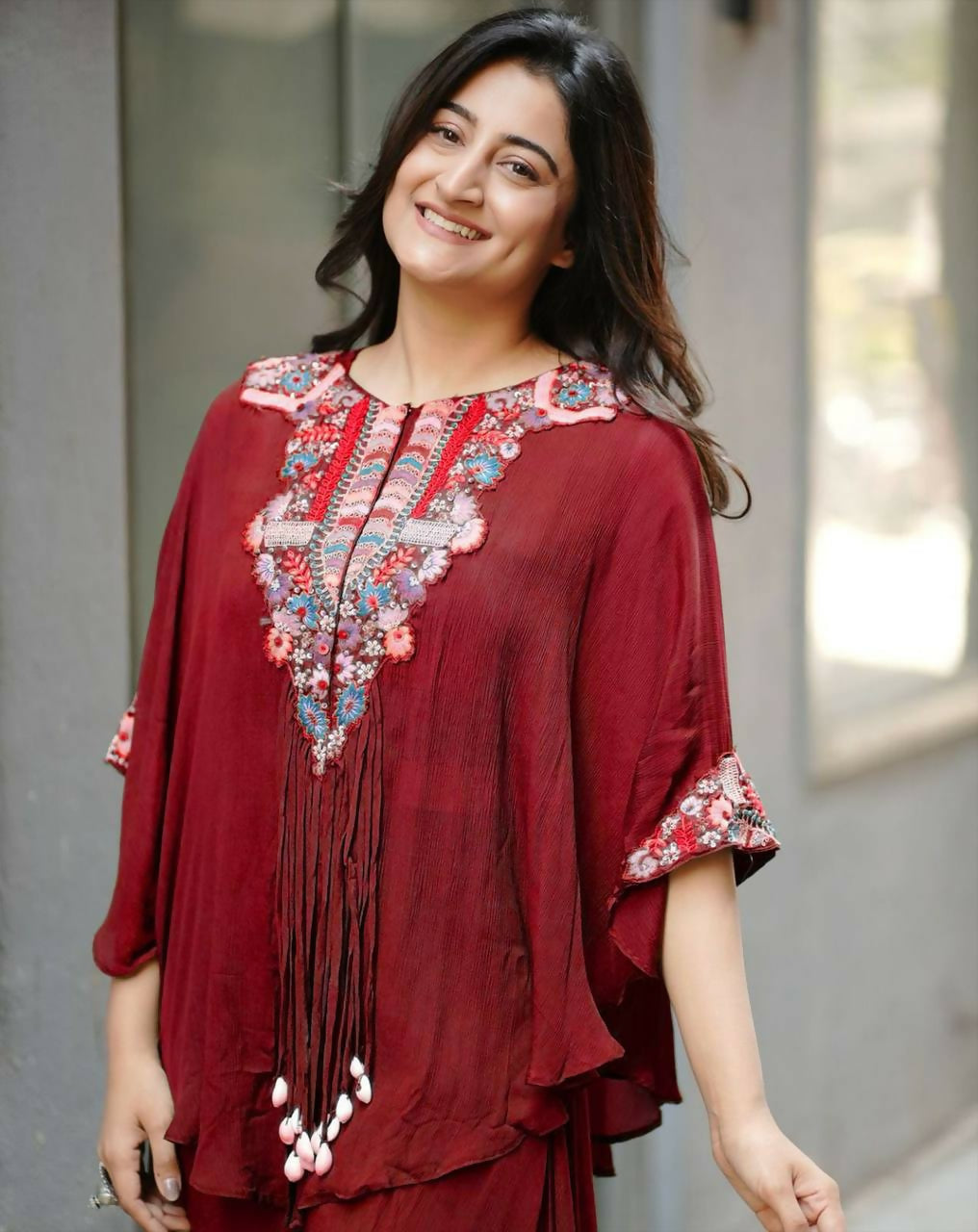 Joban Fashion Red Chinon Embroidery Sequence Work Readymade Kurta Set - Distacart