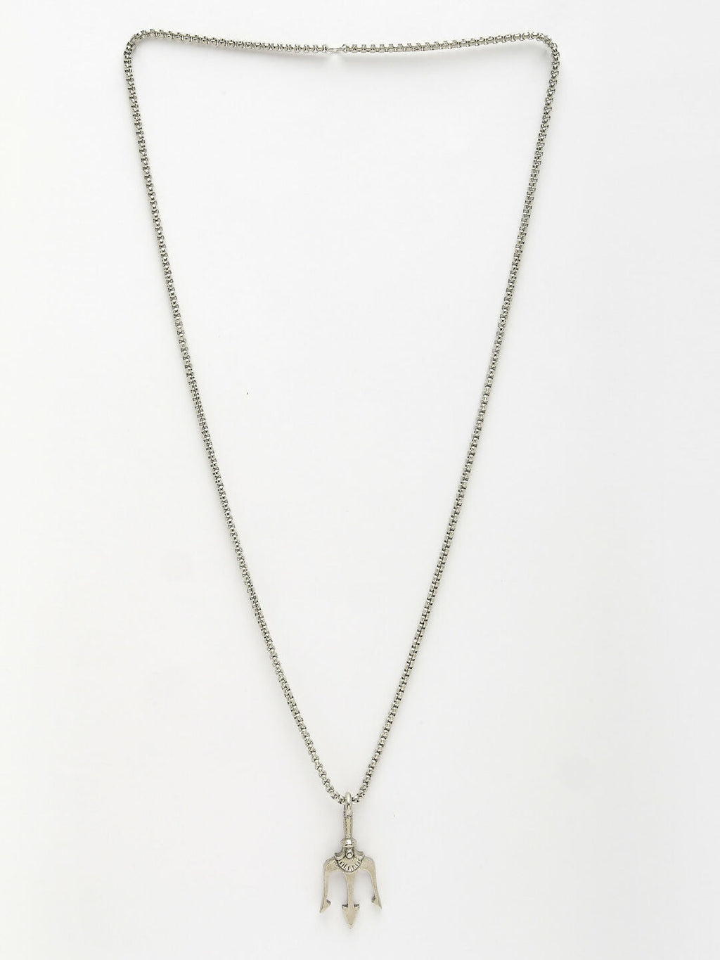NVR Men's Silver-Plated Stainless Steel Geometric Charm Pendant With Chain