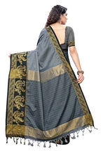 Vamika Banarasi Jacquard Weaving Grey Saree (DHONI GREY)
