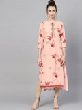 Ahalyaa Peach Crepe Digital Print Kurta - Distacart