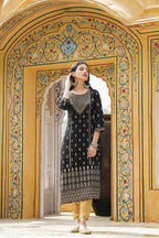 Juniper Black Rayon Festive Printed Straight Kurta For Women - Distacart