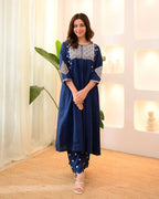 The52 Women's Beautiful Viscose Rayon Fabric Thread Work Flared Kurta Pant Set - Distacart