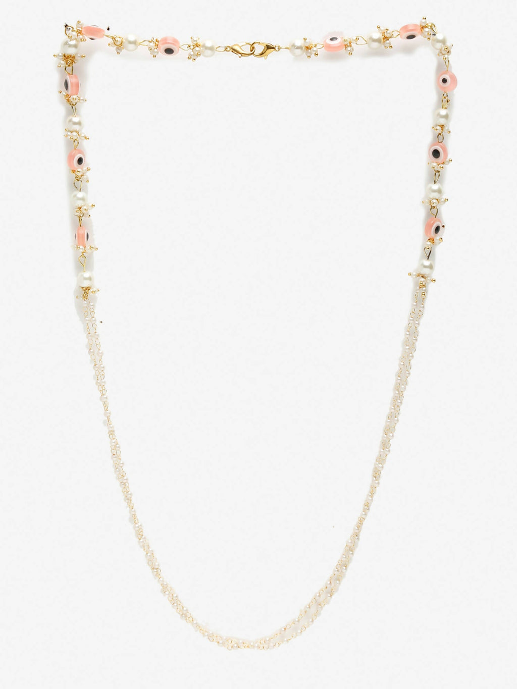 Pink Gold-Toned Evil Eye Beaded Mask Chain - Ruby Raang - Distacart