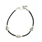 Mominos Fashion Kamal Johar Oxidised Elephant Design Silver/Black Anklets