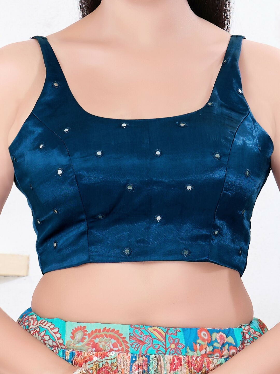 Joban Fashion Cobalt-Blue Gajji Silk Sleeveless Back Open Blouse