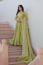 Joban Fashion Pista Crush Sequence Embroidery Work Kurta Set - Distacart