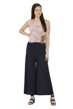 Asmaani Navy Blue Color Lycra Fabric Flared Palazzo