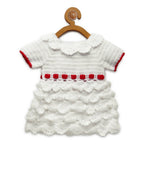 ChutPut Hand knitted Cinderella Wool Dress with Head band For Baby Girls  - White