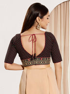 Joban Fashion Black Cotton Padded Blouse With V Neck Elbow Sleeves - Distacart