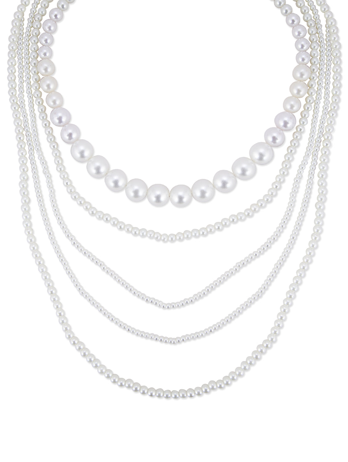 Gold-Polished Alloy Layered Pearl Elegant Necklace - The Pari
