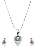 Gold-Polished Alloy Peacock Shape American Diamond Pendant Set - The Pari