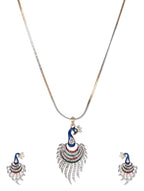 Gold-Polished Alloy Peacock Shape American Diamond Pendant Set - The Pari