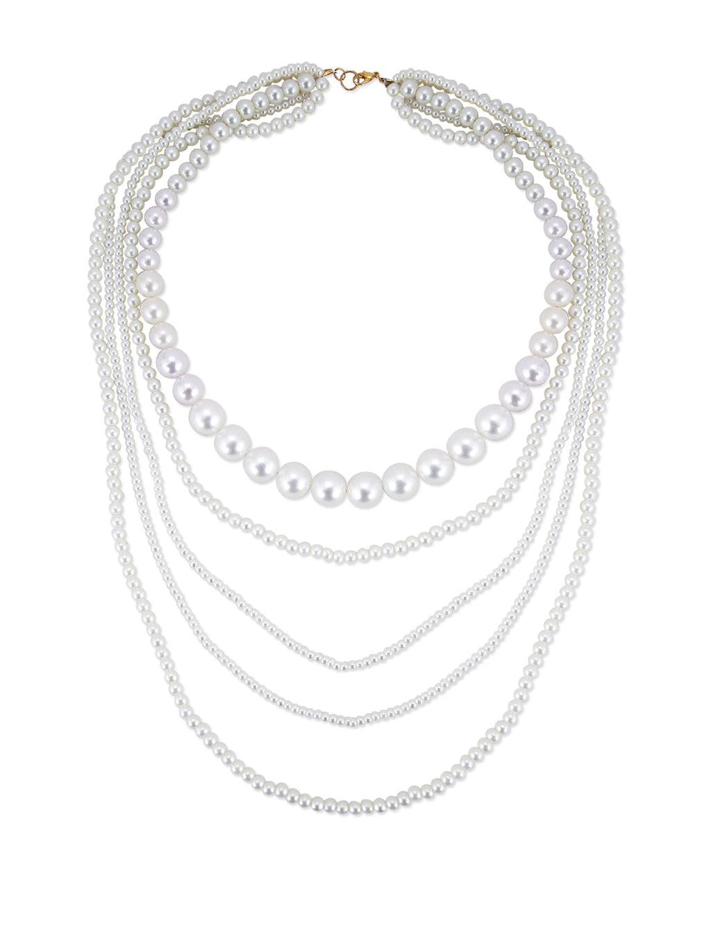 Gold-Polished Alloy Layered Pearl Elegant Necklace - The Pari