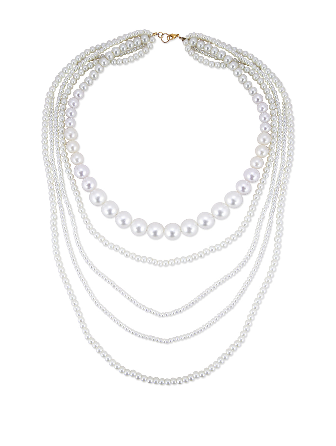 Gold-Polished Alloy Layered Pearl Elegant Necklace - The Pari