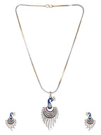 Gold-Polished Alloy Peacock Shape American Diamond Pendant Set - The Pari