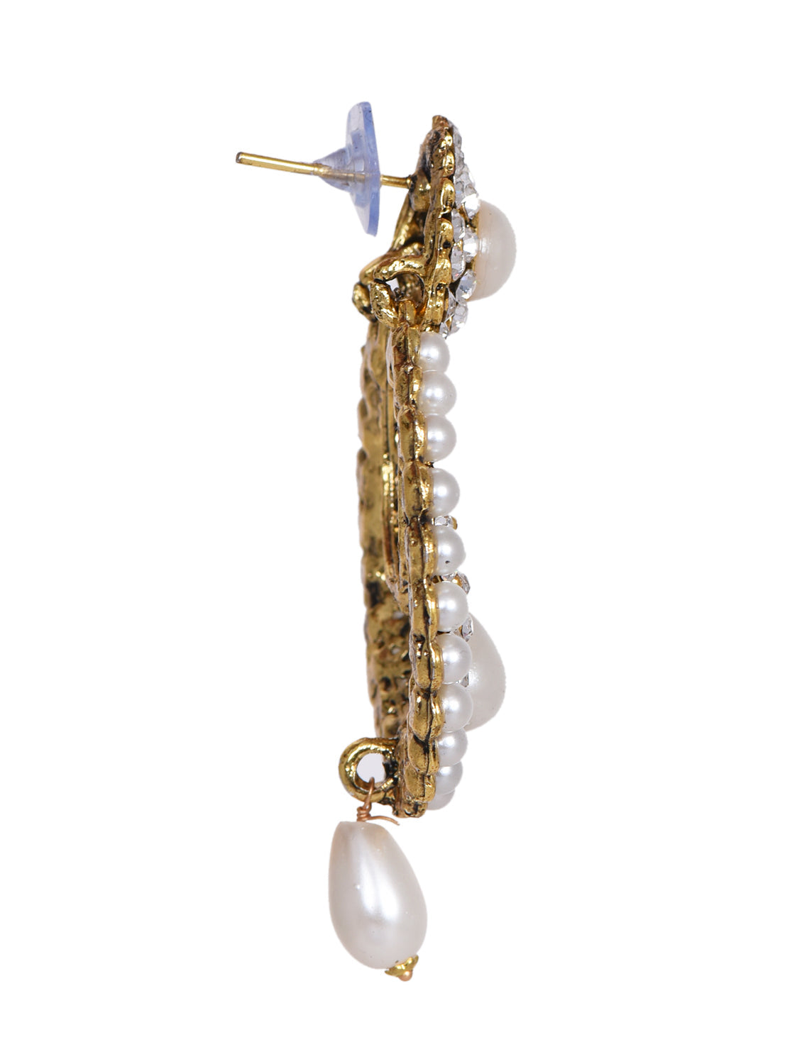 Gold-Plated Alloy Traditional Look Pearl Studded Earrings - The Pari - Distacart