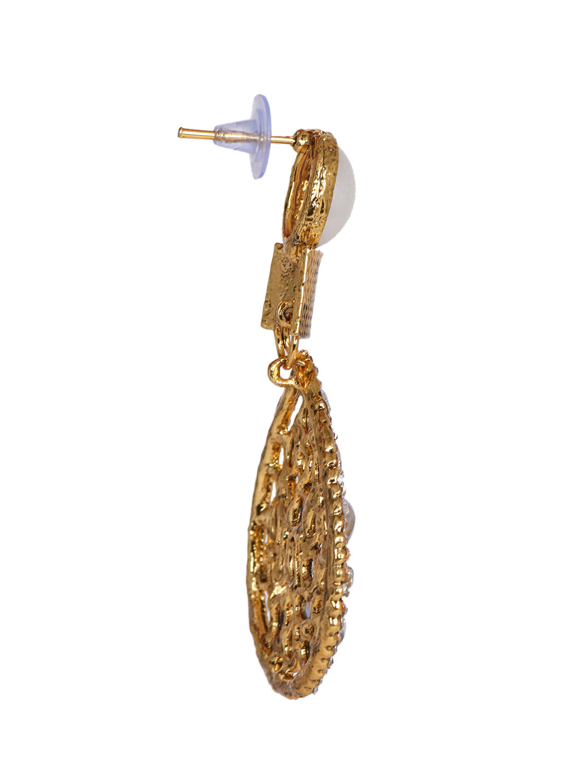 Gold-Plated Alloy Traditional Look Pearl Studded Earrings - The Pari - Distacart