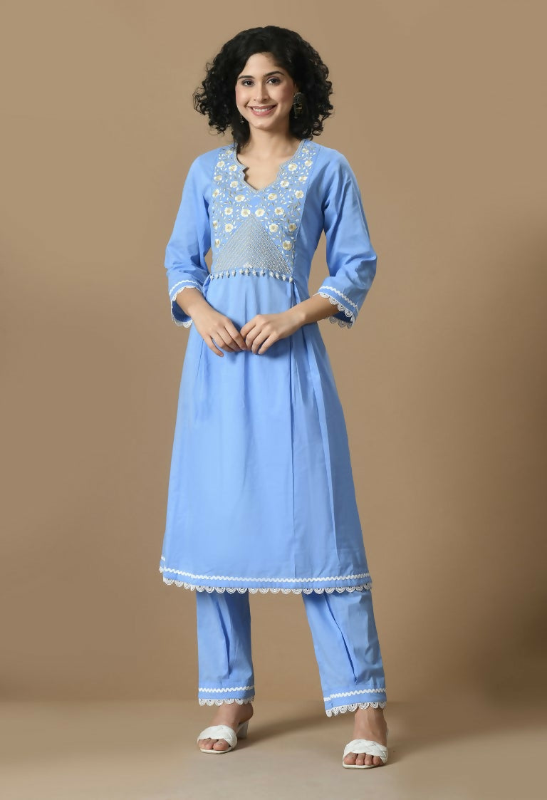 Joban Fashion L.Blue Cotton Kurta Set
