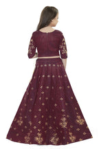 Dwiden Maroon Rohini Tafetta Sattin Semi-Stitched Girl's Lehenga Choli