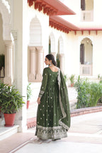 Joban Fashion Green Readymade Kurta Set With Sequence embroidery Work - Distacart