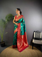 Joban Fashion Banarasi Green Woven Butti Soft Silk Saree - Distacart