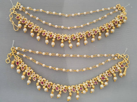 Pink Peacock Uncuts Earside chain Pair