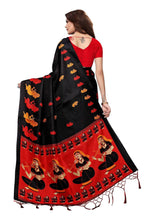Vamika Black & Red Kalamkari With Jhalar Khadi Silk Saree