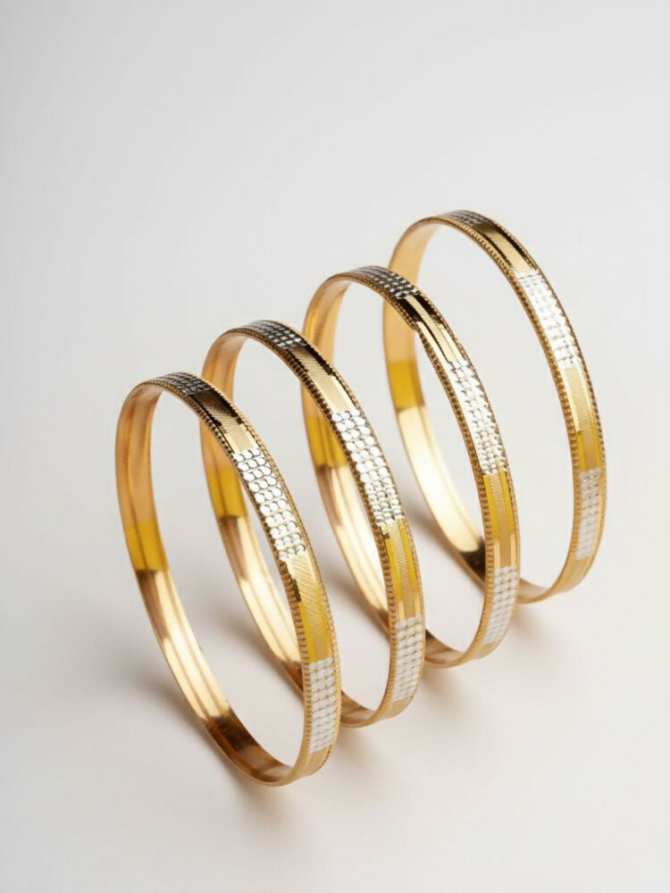 NVR Women Set of 4 Gold Plated CZ Toned Bangle - Distacart